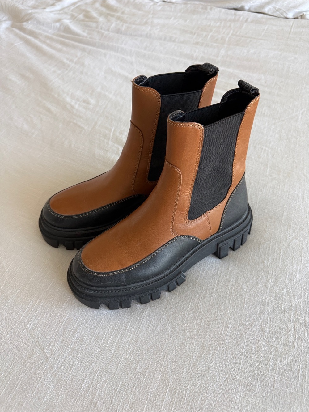 Marc Fisher Brown and Black Leather Boots